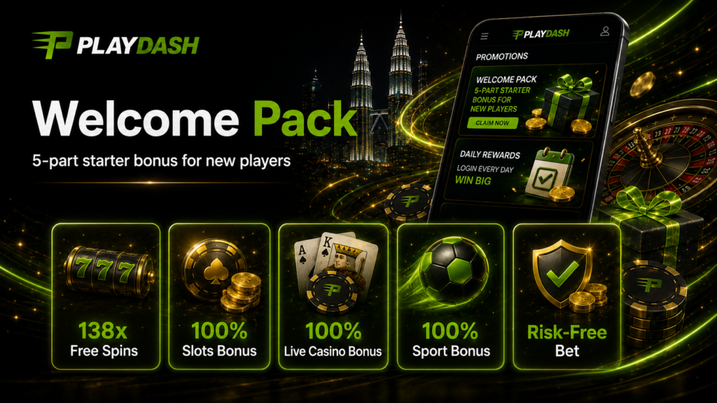 PlayDash Welcome Pack with five bonuses for new Malaysian players