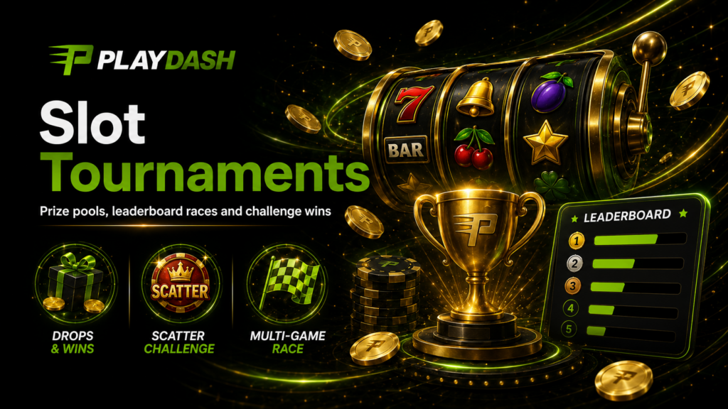 PlayDash slot tournaments with prize pools and leaderboard challenges
