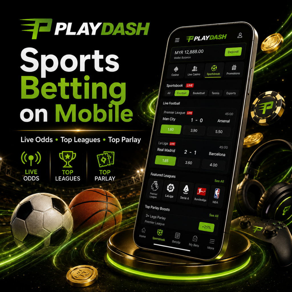 PlayDash mobile sportsbook with live odds top leagues and parlay betting