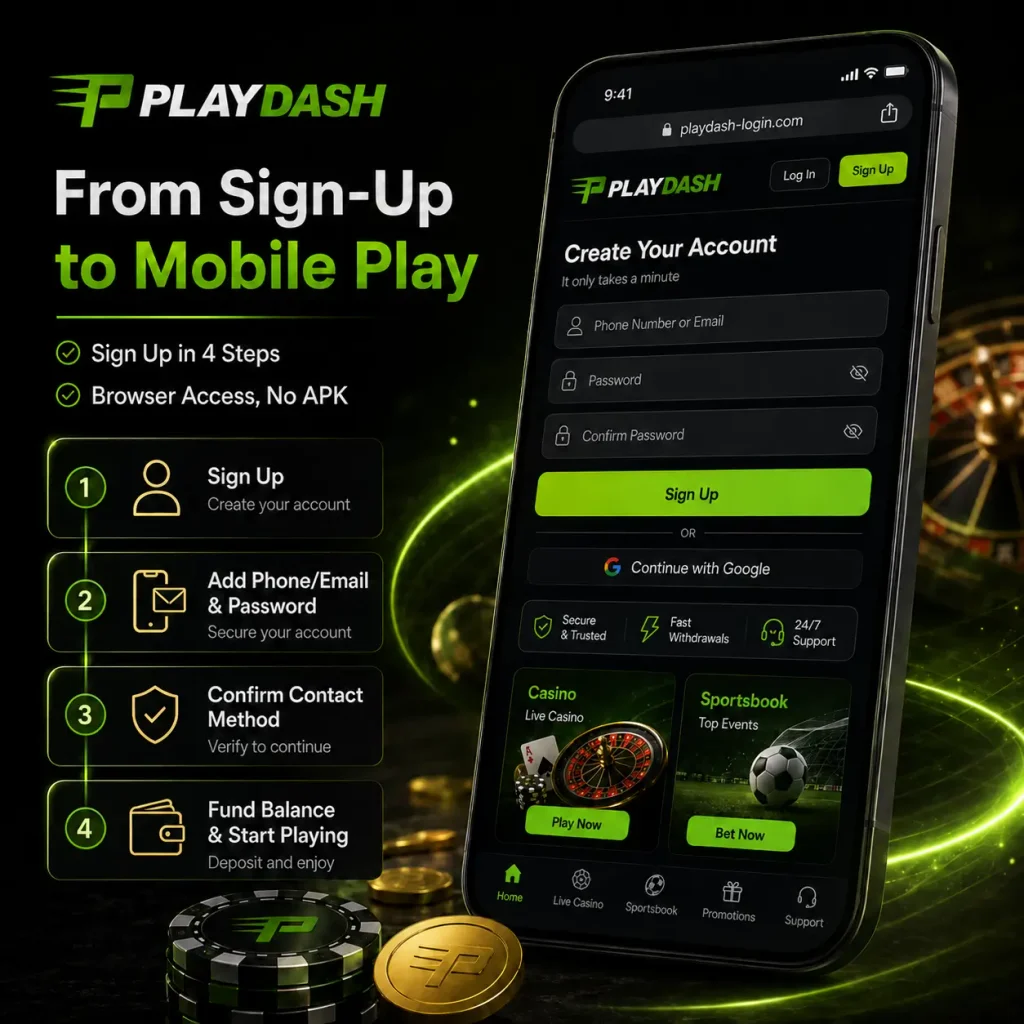 PlayDash Sign-Up and Mobile Access