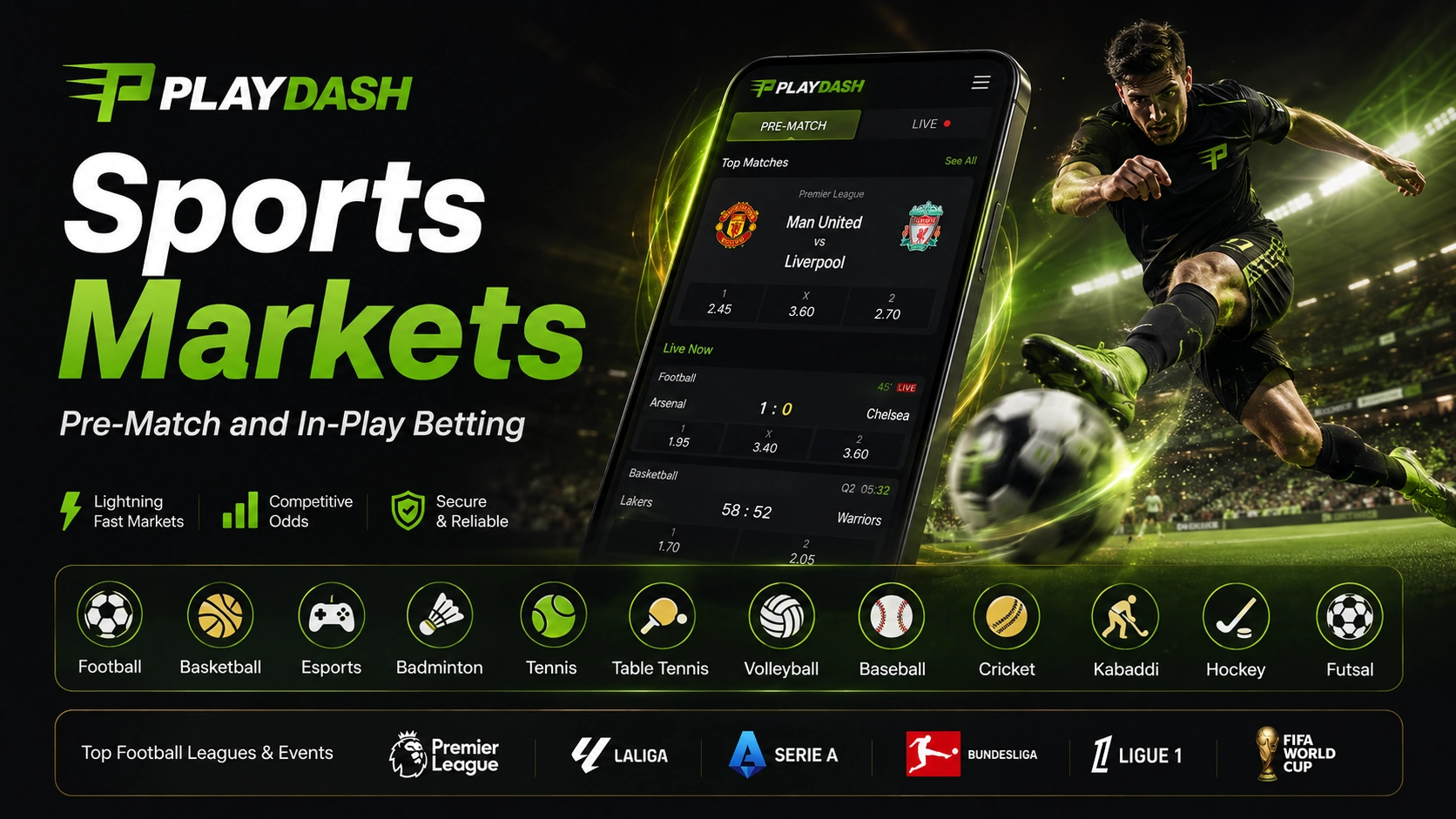 PlayDash Malaysia sportsbook with pre-match and live football, basketba